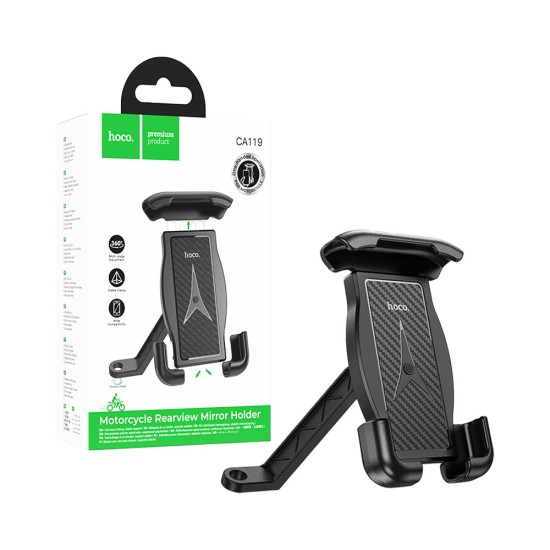 Suporte de Telefone para Motocicleta Hoco CA119 para Espelho Retrovisor Preto Suporte de Telefone para Motocicleta Hoco CA119 para Espelho Retrovisor Preto